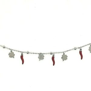 Bracciale Essesteel Jewels Donna Porta Fortuna Con Charms Quadrifoglio E Cornetti EJBR-003