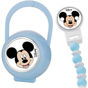 Set Box Porta Ciuccio Con Spilla Lega Ciuccio Valenti "Mickey Mouse" D491 C