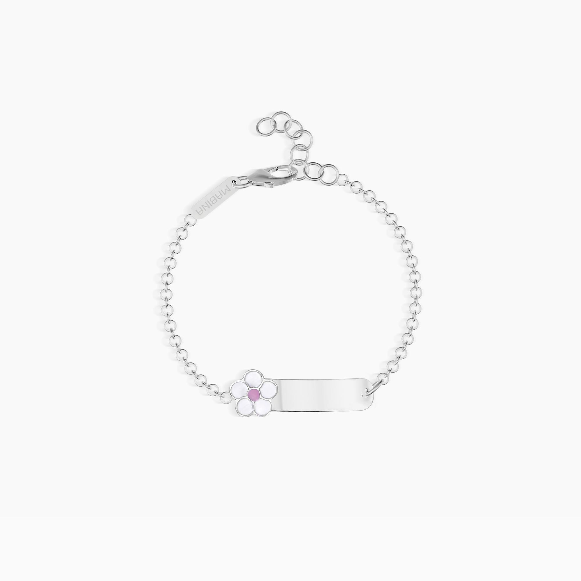 (image for) Bracciale Mabina Junior Neonata Con Margherita E Targhetta Incidibile “Daisy-Tag” 533292