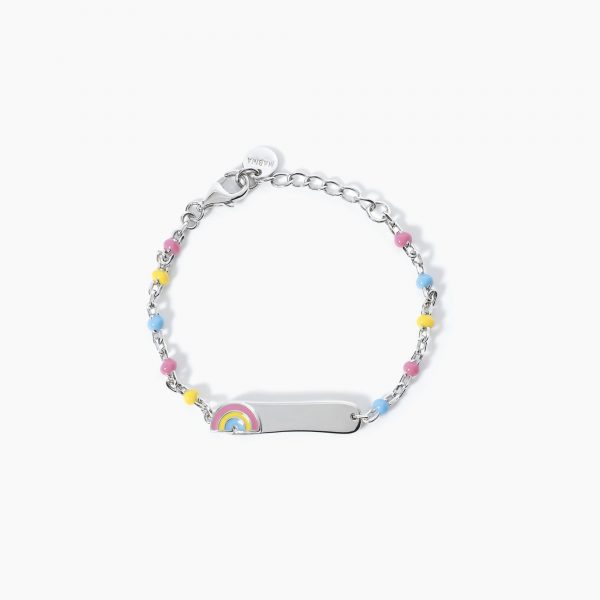 Bracciale Mabina Junior Neonato Arcobaleno Con Targhetta Incidibile "Rainbow-Tag" 533599