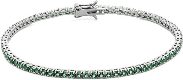 Bracciale Tennis Comete Gioielli Uomo Donna Con Zirconi Verdi UBR 996 M20 20 Cm