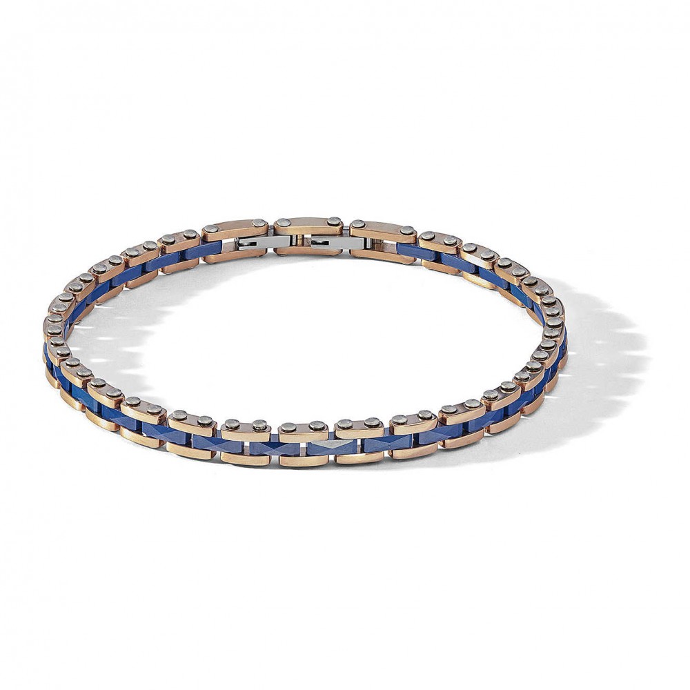 (image for) Bracciale Comete Gioielli Uomo Acciaio E Ceramica Blu “Tyres” UBR 1088