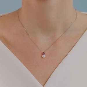 Collana Comete Gioielli Donna Con Rubino E Perla "Storia Di Luce" GLP 614